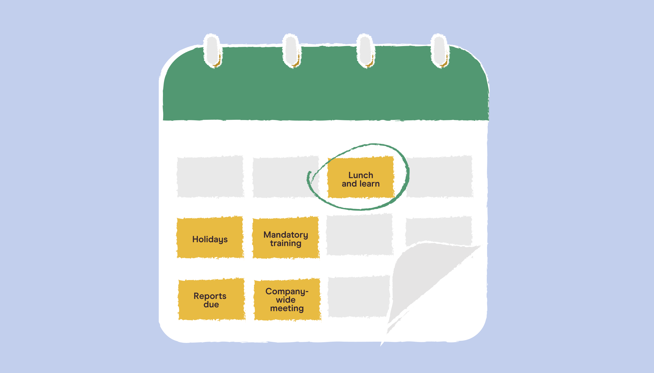 calendar showing a chosen lunch and learn date during a quiet week