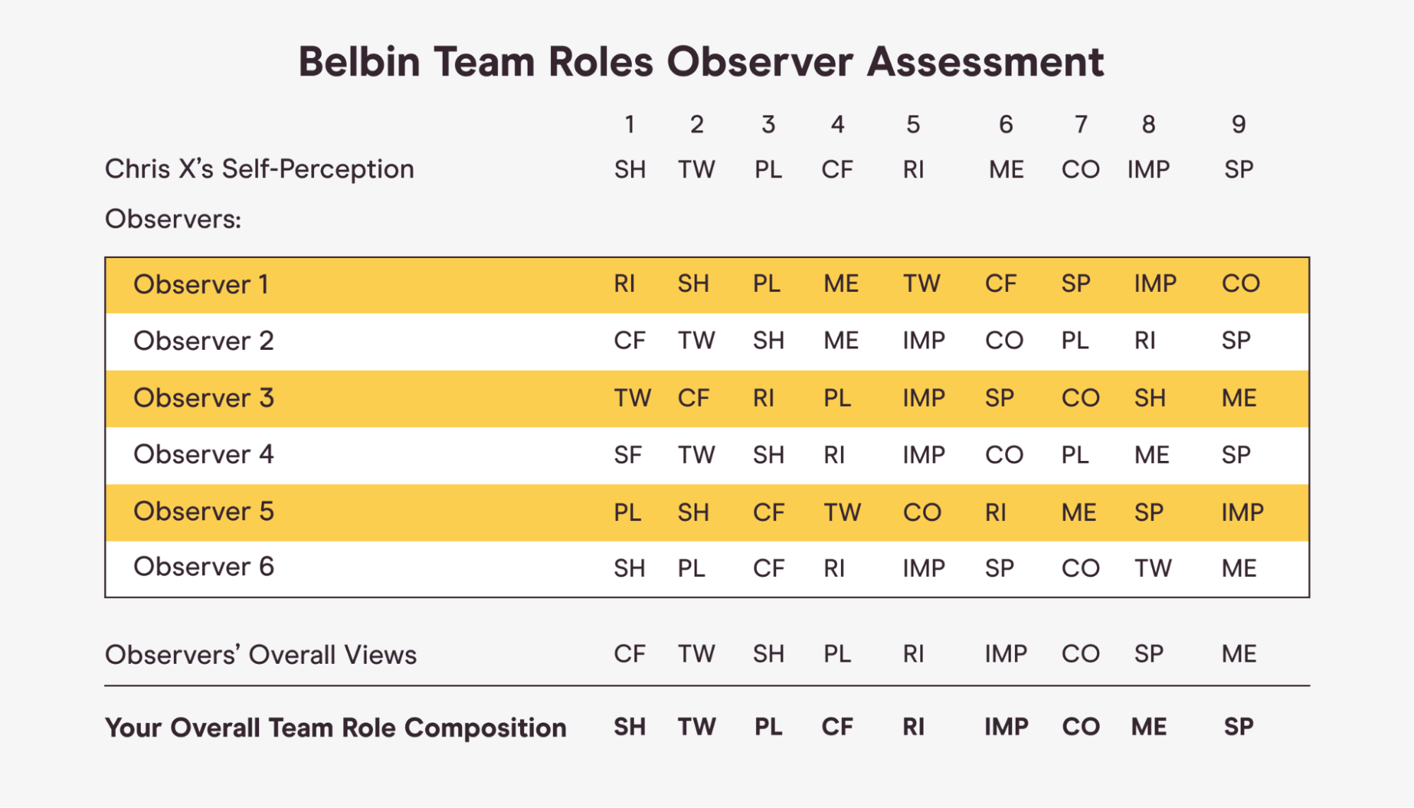 Belbin colleague feedback