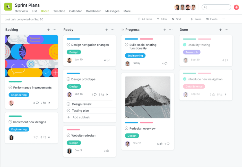 Project Management Tool Example from Asana